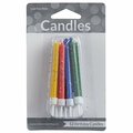 Creative Converting WM100536 3 1/4in Assorted Primary Color Glitter Candle, 12PK 286BCNDLGLTR